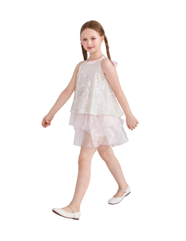 kids atelier tulleen Pink Sylvara Sequin Ruffle Skirt Set