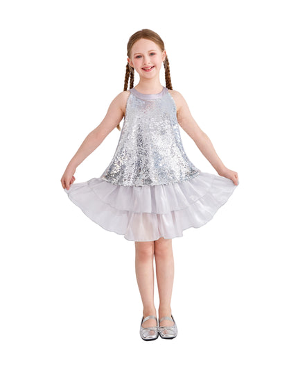 kids atelier tulleen Purple Sylvara Sequin Ruffle Skirt Set