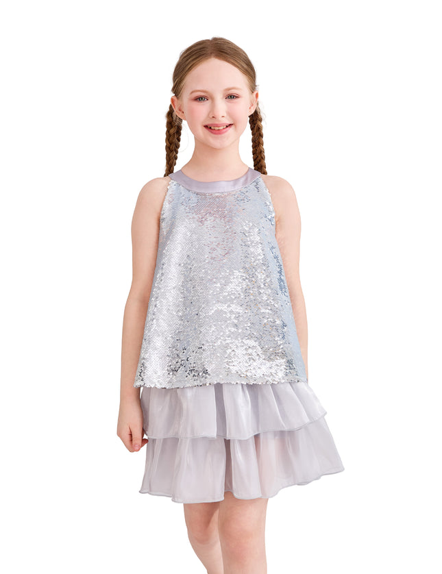 kids atelier tulleen Purple Sylvara Sequin Ruffle Skirt Set