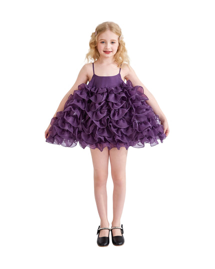 kids atelier tulleen Purple Vionara Ruffle Dress