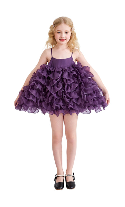 kids atelier tulleen Purple Vionara Ruffle Dress