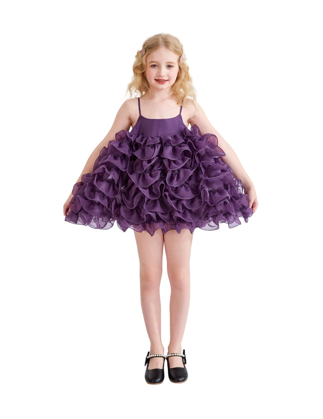 kids atelier tulleen Purple Vionara Ruffle Dress