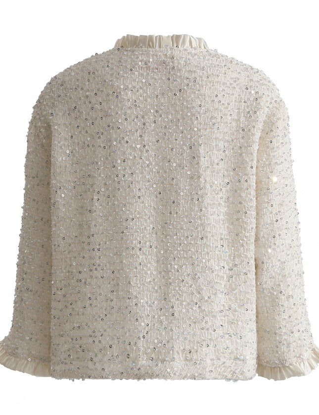 kids atelier tulleen Cream Sequin Tweed Jacket
