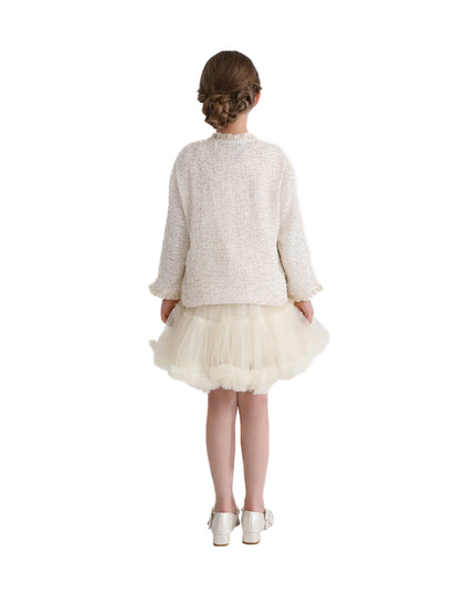 kids atelier tulleen Cream Sequin Tweed Jacket