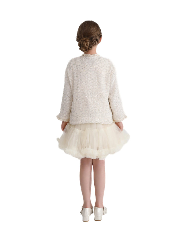 kids atelier tulleen Cream Sequin Tweed Jacket