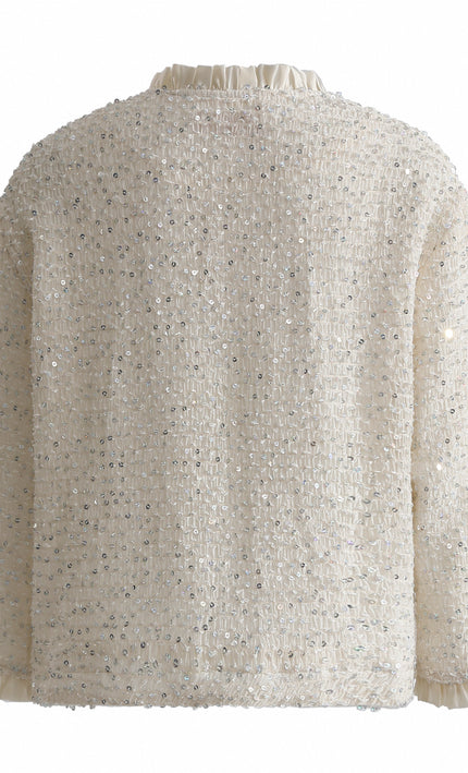 kids atelier tulleen Cream Sequin Tweed Jacket