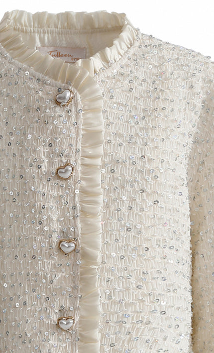kids atelier tulleen Cream Sequin Tweed Jacket