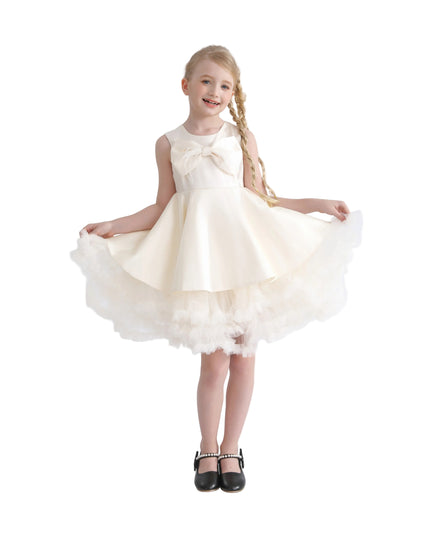 kids atelier tulleen Ivory Anastasia Bow Tulle Dress