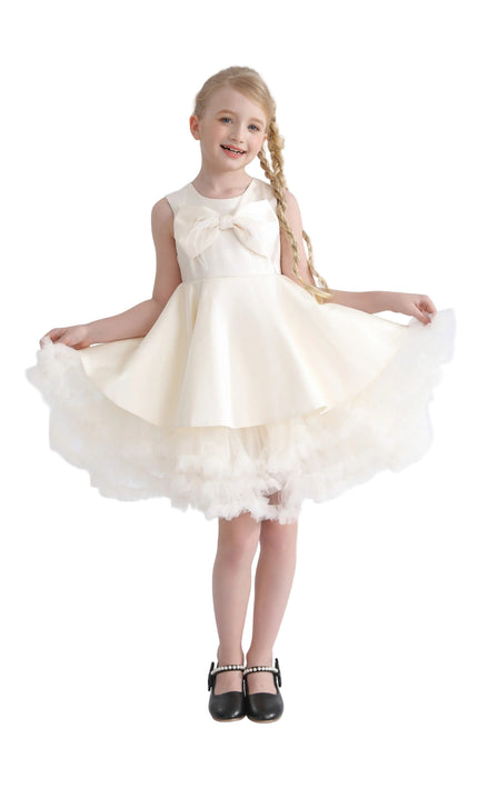 kids atelier tulleen Ivory Anastasia Bow Tulle Dress