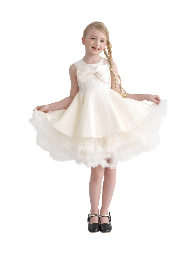 kids atelier tulleen Ivory Anastasia Bow Tulle Dress