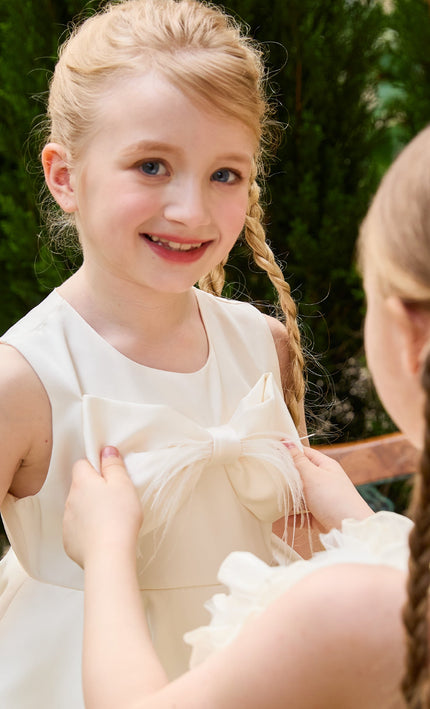 kids atelier tulleen Ivory Anastasia Bow Tulle Dress