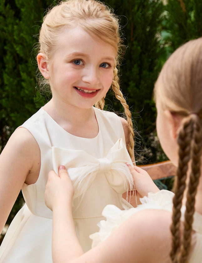 kids atelier tulleen Ivory Anastasia Bow Tulle Dress