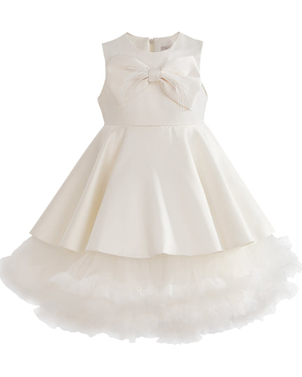 kids atelier tulleen Ivory Anastasia Bow Tulle Dress