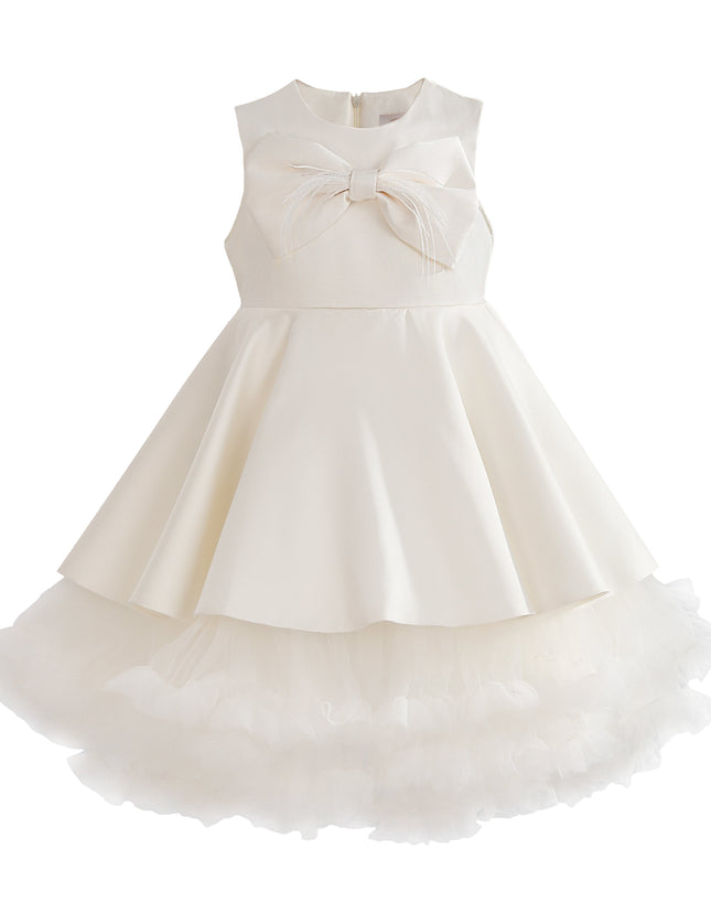 kids atelier tulleen Ivory Anastasia Bow Tulle Dress