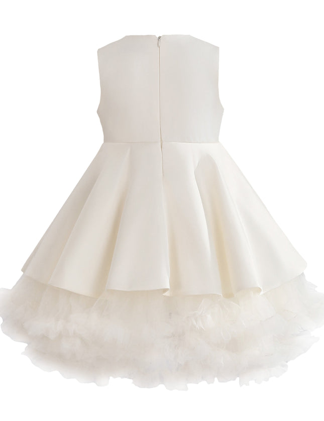 kids atelier tulleen Ivory Anastasia Bow Tulle Dress