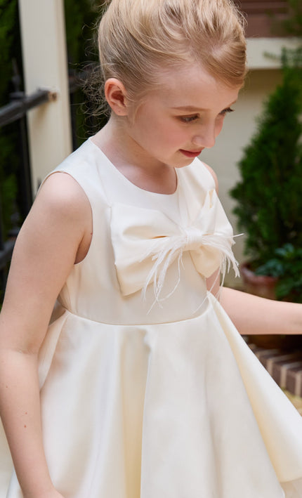 kids atelier tulleen Ivory Anastasia Bow Tulle Dress