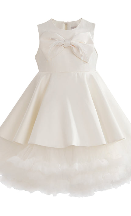 kids atelier tulleen Ivory Anastasia Bow Tulle Dress