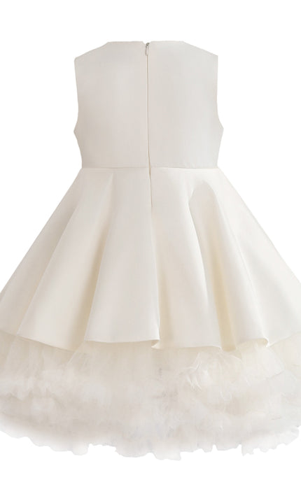 kids atelier tulleen Ivory Anastasia Bow Tulle Dress