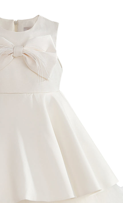 kids atelier tulleen Ivory Anastasia Bow Tulle Dress