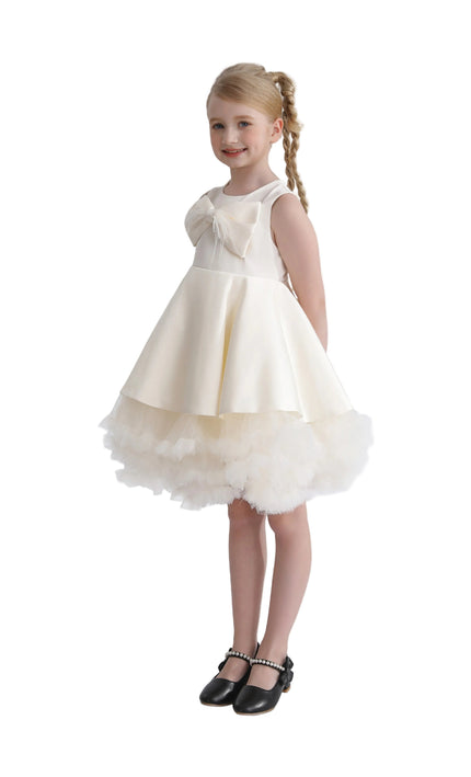 kids atelier tulleen Ivory Anastasia Bow Tulle Dress