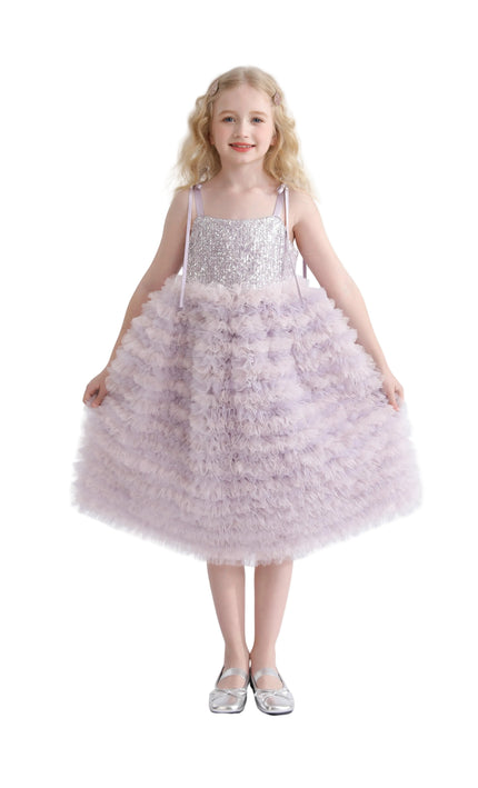 kids atelier tulleen Lavender Liliana Sequin Tulle Dress