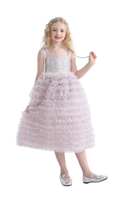 kids atelier tulleen Lavender Liliana Sequin Tulle Dress