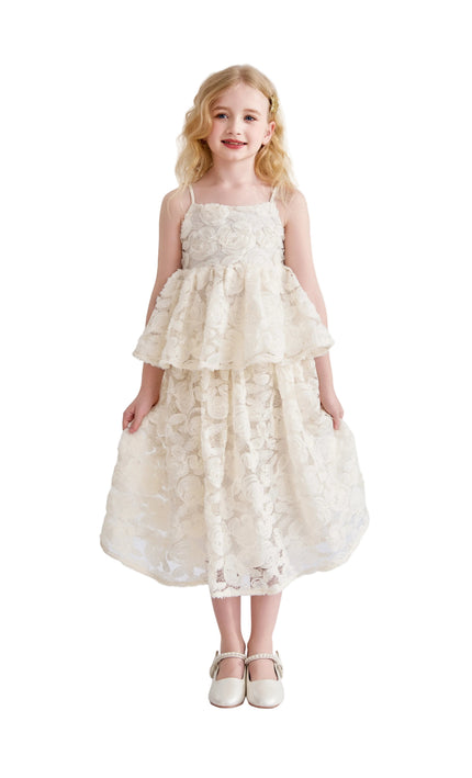 kids atelier tulleen Cream Juliette Lace skirt set