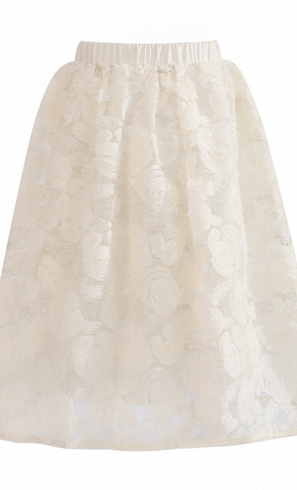 kids atelier tulleen Cream Juliette Lace skirt set