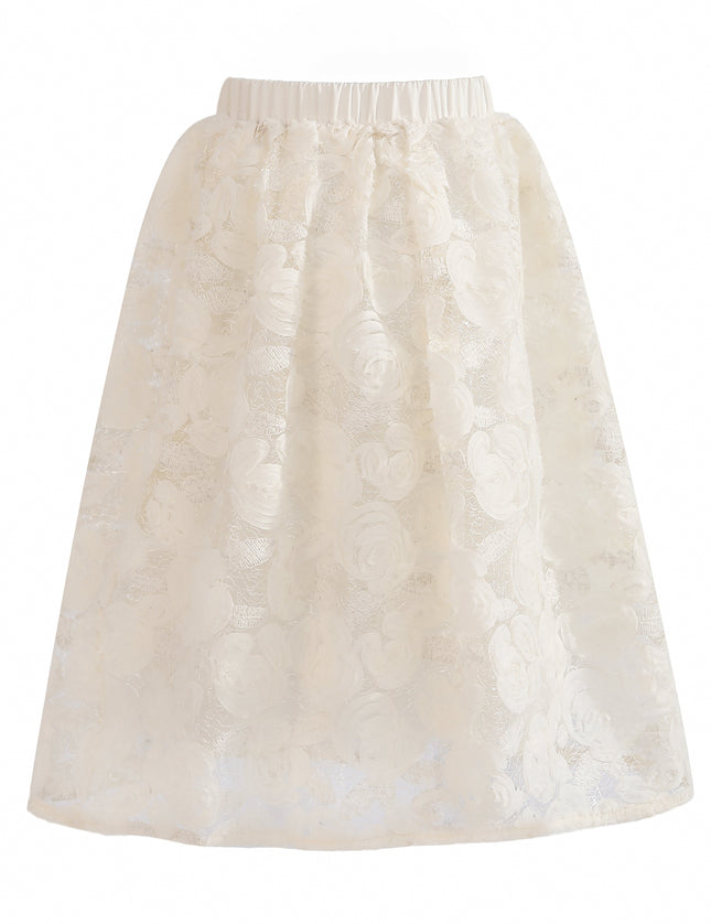 kids atelier tulleen Cream Juliette Lace skirt set