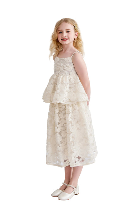 kids atelier tulleen Cream Juliette Lace skirt set