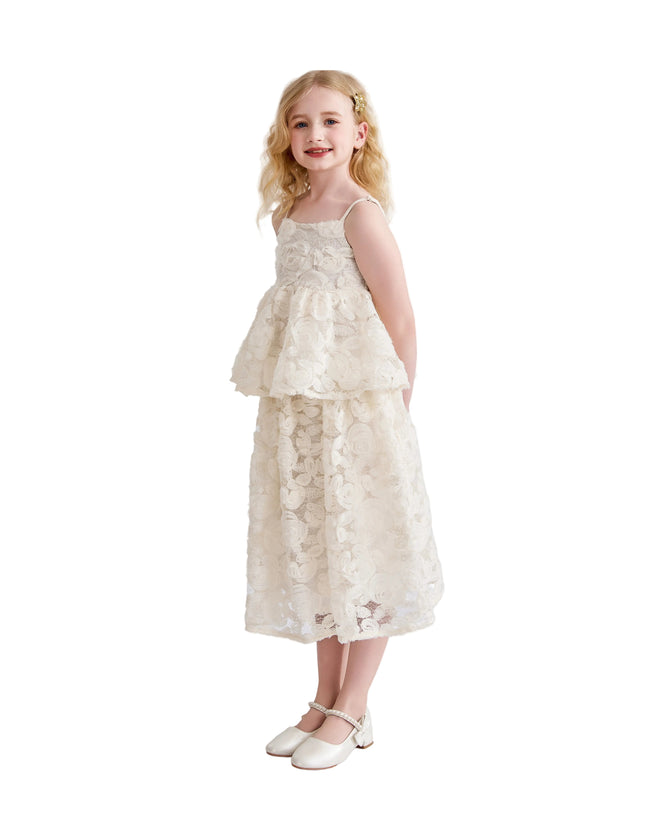 kids atelier tulleen Cream Juliette Lace skirt set