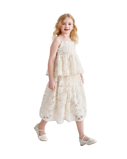 kids atelier tulleen Cream Juliette Lace skirt set