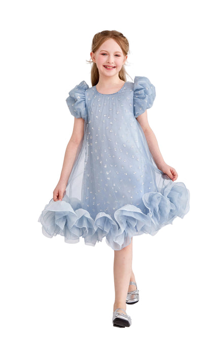 kids atelier tulleen Light Blue Thalina Ruffle Dress