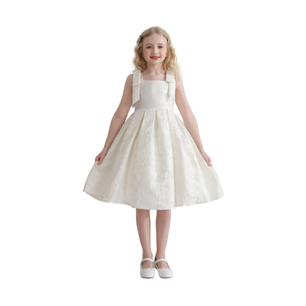 kids atelier tulleen Ivory Marigold Bow Pleated Dress