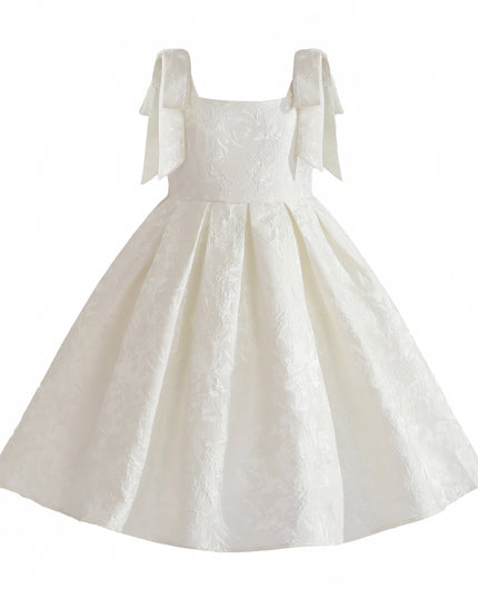 kids atelier tulleen Ivory Marigold Bow Pleated Dress