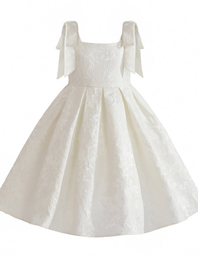 kids atelier tulleen Ivory Marigold Bow Pleated Dress