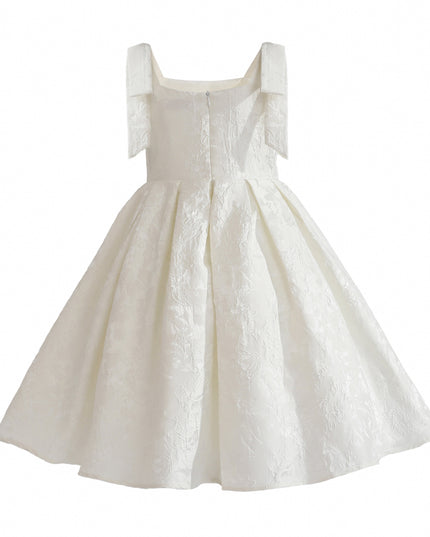 kids atelier tulleen Ivory Marigold Bow Pleated Dress