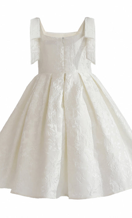 kids atelier tulleen Ivory Marigold Bow Pleated Dress