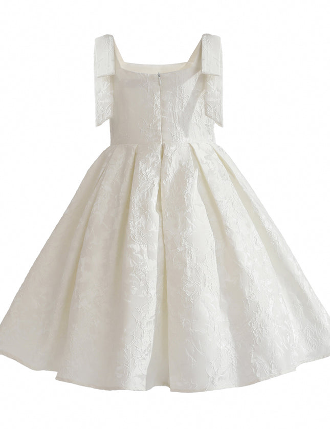 kids atelier tulleen Ivory Marigold Bow Pleated Dress