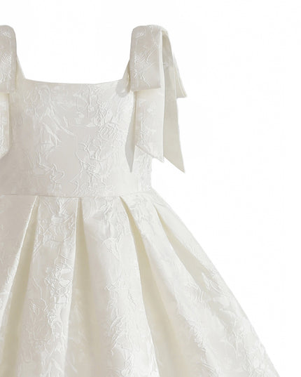 kids atelier tulleen Ivory Marigold Bow Pleated Dress