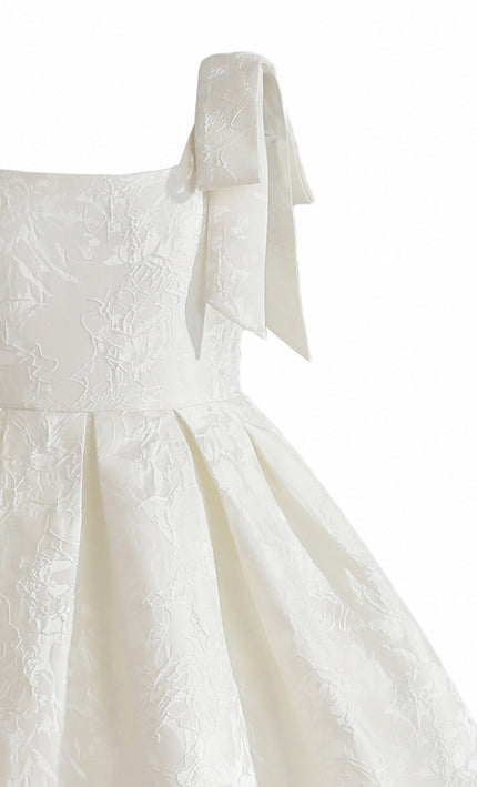 kids atelier tulleen Ivory Marigold Bow Pleated Dress