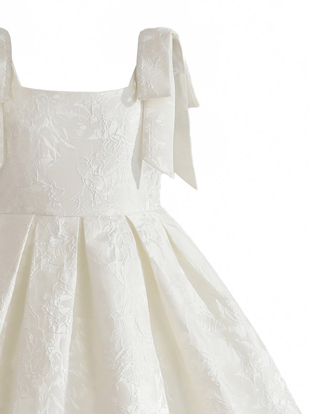 kids atelier tulleen Ivory Marigold Bow Pleated Dress