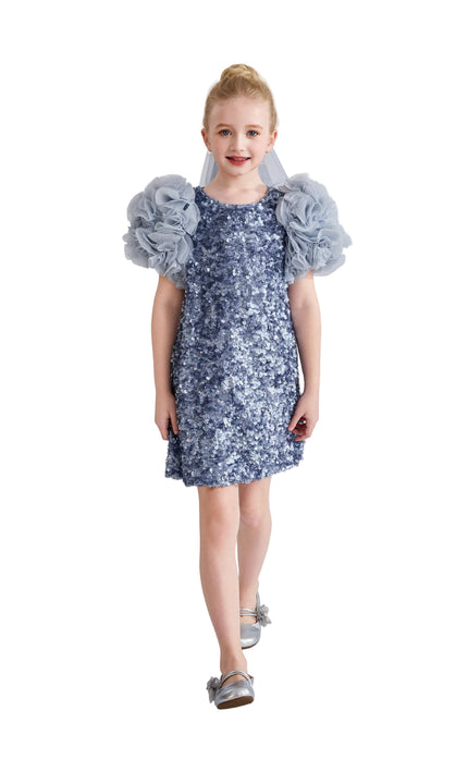 kids atelier tulleen Blue Seliora Floral Embellished Dress