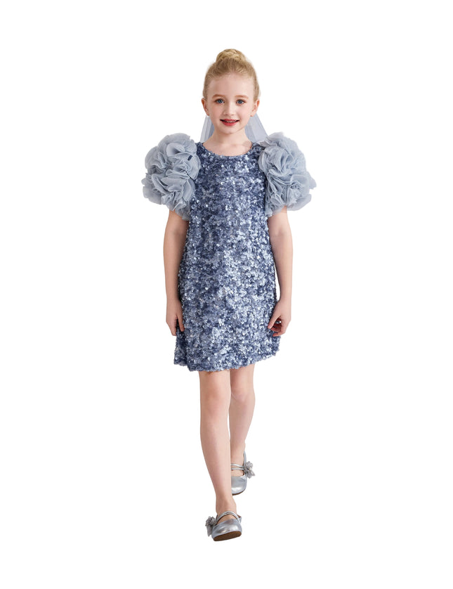 kids atelier tulleen Blue Seliora Floral Embellished Dress