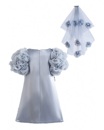 kids atelier tulleen Blue Seliora Floral Embellished Dress