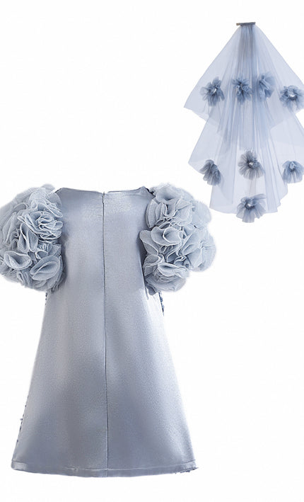 kids atelier tulleen Blue Seliora Floral Embellished Dress