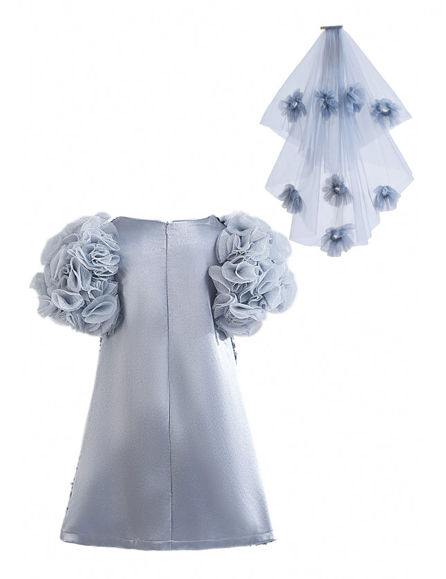 kids atelier tulleen Blue Seliora Floral Embellished Dress
