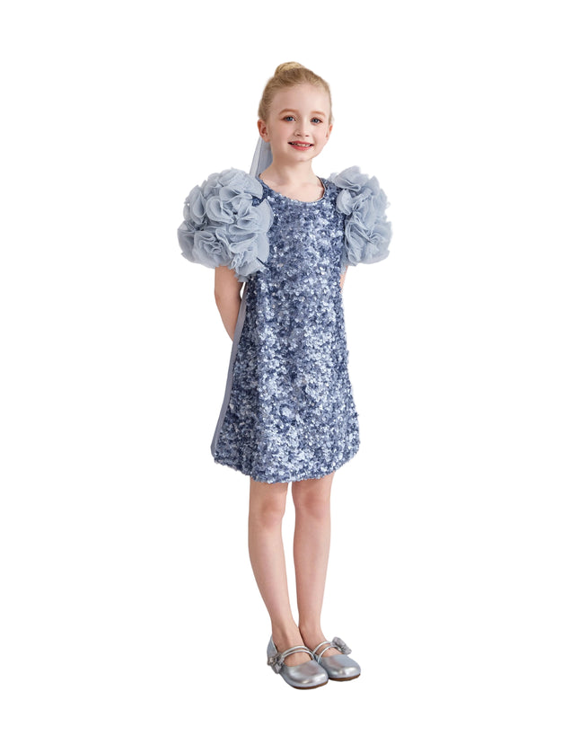 kids atelier tulleen Blue Seliora Floral Embellished Dress