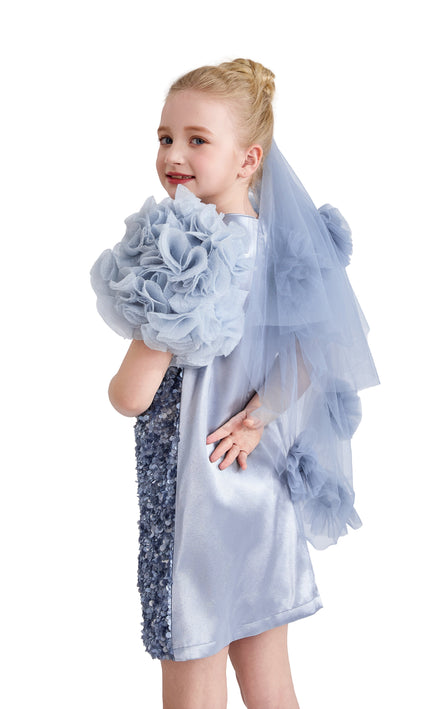kids atelier tulleen Blue Seliora Floral Embellished Dress