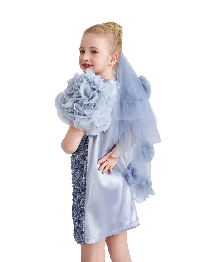 kids atelier tulleen Blue Seliora Floral Embellished Dress